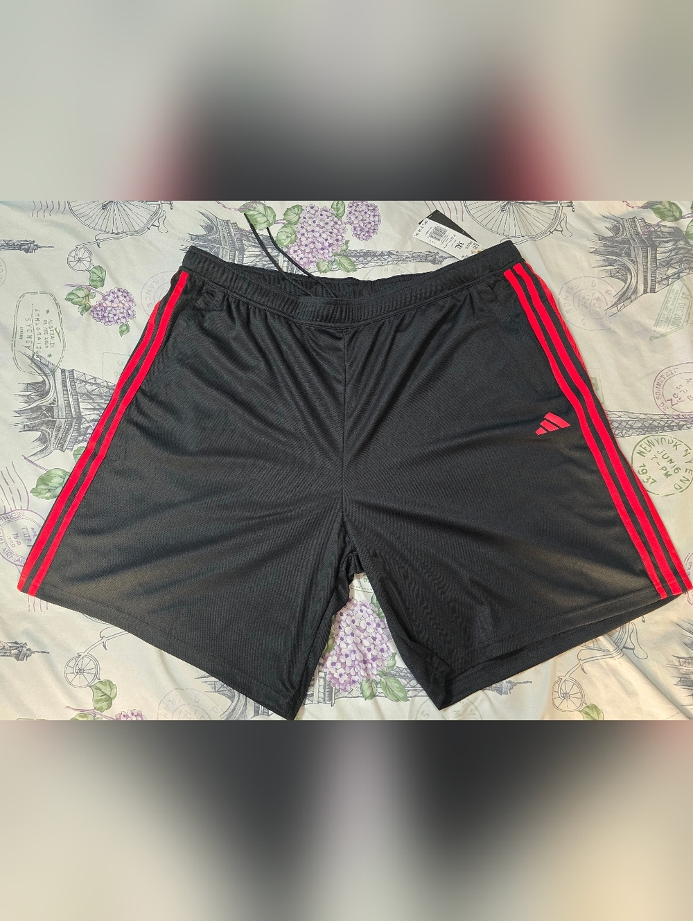 ADIDAS Men's Train Essentials Piqué 3-Stripes Training Shorts Black/Red SZ: XXXL